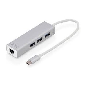 3 Port USB 3.0 Type-C Hub with Gigabit Ethernet 3xUSB A/F,1xUSB C/M,1xRJ45 LAN Supports Windows and Mac OS