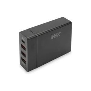 4-Port USB Charger, 72W, 1xUSB-C (Power Delivery), 5,9,15,20V/3A, 3x USB-A 5V/2.4A, black 3x USB-A 5V/2.4A, black