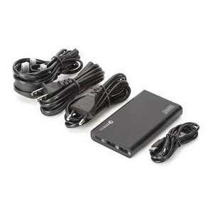 Universal Travel USB Charging Station, 40W 2x USB A Quick Charge 3.0, 1x USB C, 3 power cords(EU/US/UK), black