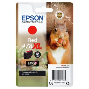 Epson Singlepack Red 478XL Claria Photo HD Ink  - C13T04F54010