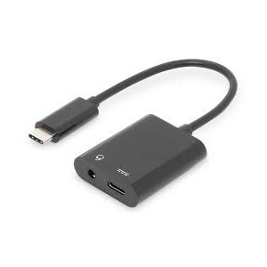 USB Type-C Splitter cable, type C - 3.5mm+type C M/F/F, 0.2m, Gen2, 5A, 10GB, Vers. 3.1, CE, bl Version 3.1, CE, bl