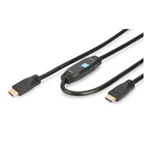 HDMI High Speed connection cable, type A, w/ amp. M/M, 30.0m, Full HD, CE, gold, bl