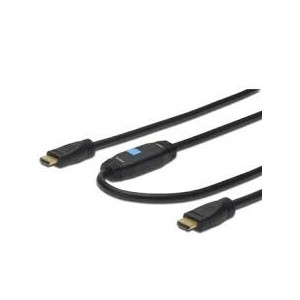 HDMI High Speed connection cable, type A, w/ amp. M/M, 30.0m, w/Ethernet, Full HD 1080p, CE, gold, bl