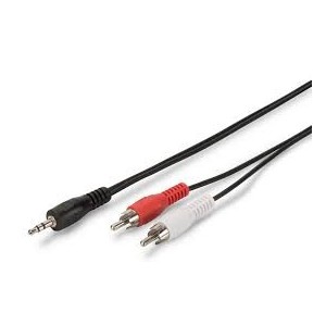 Audio adapter cable, stereo 3.5mm - 2x RCA 1.50m, CCS, 2x0.10/10, shielded, M/M, black