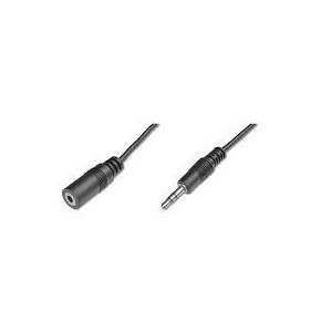 Audio extension cable, stereo 3.5mm 2.50m, CCS, 2x0.10/10, shielded, M/F, black