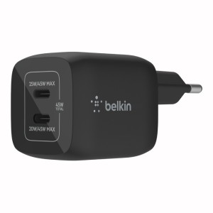 Belkin BoostCharge Pro - Adaptador alimentação - tecnologia PPS e GaN - 45 Watt - 3 A - Fast Charge, PD 3.0 - 2 x USB-C