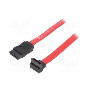 SATA connection cable, L-type F/F, 0.5m, 90ø l-angled - straight, SATA II/III, re