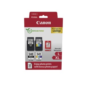 Canon PG-540L CL541XL PVP - 4x6 Phot Paper (GP-501 50sheets) + L Black & XL Colour Cartridges  - 5224B012