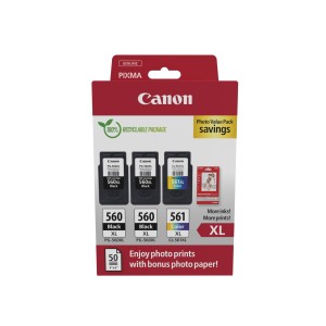 Canon PG-560XLx2 CL-561XL PVP - 4x6 Photo Paper (GP-501 50sheets) + XL Black x2 & XL Colour Cartridges  - 3712C012