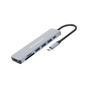Conceptronic DONN19G 7-in-1 USB 3.2 Gen 1 Docking Station, HDMI, USB-A 3.0 x 3, SD, TF MicroSD, 100W USB PD  -