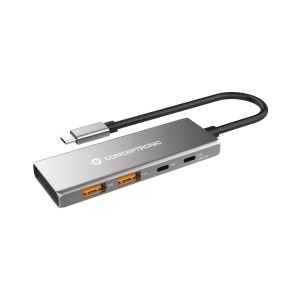 Conceptronic HUBBIES15G 4-Port USB 3.2 Gen 2 Hub, 10Gbps, USB-C x 2, USB-A x 2, 100W USB PD, Aluminum Case  -