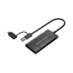 Conceptronic BIAN03B 7-in-1 USB 3.0 Card Reader, 2-in-1 USB-C USB-A Cable, SD SDHC SDXCx2, Micro SD T-Flash, MMC, MS, M2, CF, xD