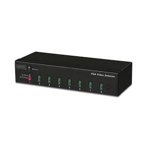 DIGITUS Video Selector, 1 Monit., 8 PCs, Remote Cont. w/ Power Supply,9 X HDSUB 15 Female w/o Cable,w/ Remote CON.