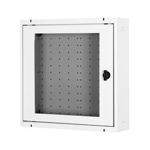 Home automation wall mounting cab., 400x400x100 mm surface mount, frames glass door, grey (RAL 7035) color grey (RAL 7035)