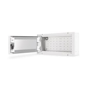 Home automation wall mounting cab., 200x400x100 mm surface mount, frames glass door, grey (RAL 7035) color grey (RAL 7035)