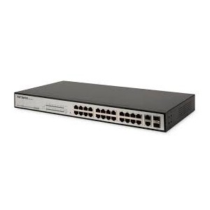 DIGITUS Web Smart Fast Ethernet PoE Switch 24-port RJ45, 2-port Combo TP/SFP, 370W PoE budget