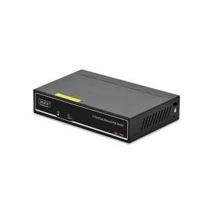 DIGITUS Fast Ethernet PoE af/at 4-Port Switch DIP switch for VLAN function 2-port 10/100Mbps uplink / 60W