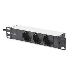 1U Aluminum PDU, 254 mm (10'') rack mount rated power 16A, 4000W, 250VAC 50/60Hz, 3x safety outlet