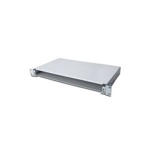 FO splice box, aluminum, 1U, 483 mm (19'), empty without front panel, fixed, unpainted