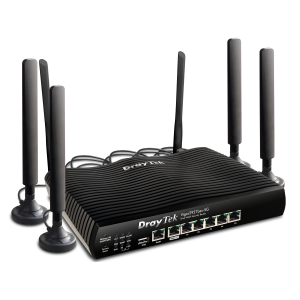 Draytek Router 5G/LTE Cat.19 com slot para 2 cartões nano-SIM incorporado desbloqueado para qualquer rede, 2 portas Gigabit-WAN