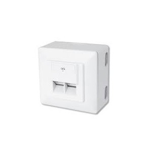 DIGITUS CAT 6 wall outlet, shielded 2x RJ45, 8P8C, LSA, color pure white, surface mount, set 5 pcs.