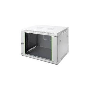 7U wall mounting cabinet, Unique, 420x600x600 mm double sectioned, pivotable, grey (RAL 7035) color grey (RAL 7035)