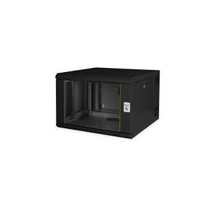 7U wall mounting cabinet, Unique, 420x600x600 mm double sectioned, pivotable, black (RAL 9005) color black (RAL 9005)