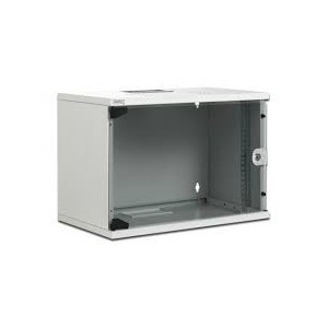 7U wall mounting cabinet, SOHO, unmounted 370x540x400 mm, full glass front door, grey color grey (RAL 7035)