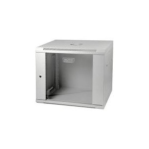 12U wall mounting cabinet, Unique, 643x600x600 mm double sectioned, pivotable, grey (RAL 7035) color grey (RAL 7035)