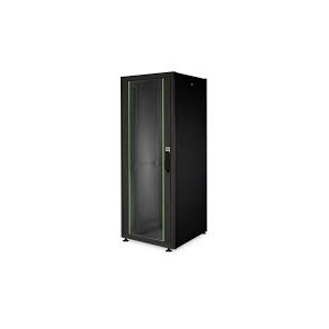 32U network rack, Dynamic Basic 1590x600x600 mm, color black (RAL 9005) with Glass Front door