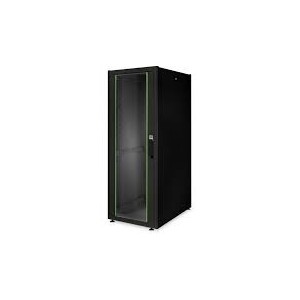 32U network rack, Dynamic Basic 1590x600x800 mm, color black (RAL 9005) with Glass Front door
