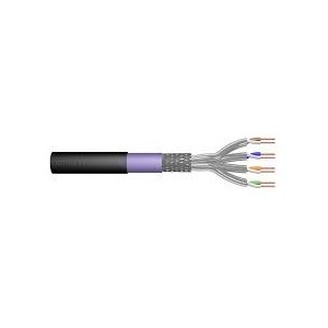 CAT 7 S-FTP outdoor installation cable, 1200 MHz PE, inner Eca (LSZH-1), AWG 23/1, 100 m ring, simplex, color black &amp
