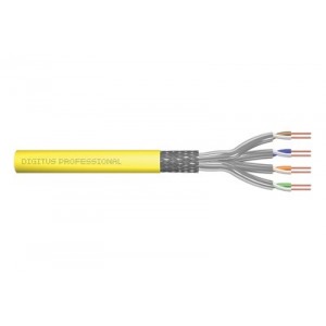 CAT 7A S-FTP installation cable, 1500 MHz Dca (EN 50575), AWG 22/1, 1000 m drum, simplex, color yellow