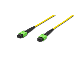 DIGITUS Fiber Optic Patchcord, MPO to MPO, Female OS2, Singlemode 09/125 µ, 25m, Method A Jacket yellow, Housing green