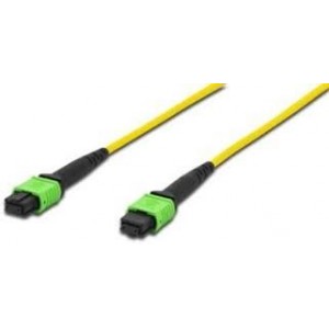 DIGITUS Fiber Optic Patchcord, MPO to MPO, Female OS2, Singlemode 09/125 u, 3m, Method A Jacket. yellow, Housing. green