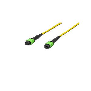 DIGITUS Fiber Optic Patchcord, MPO to MPO, Female OS2, Singlemode 09/125 u, 2m, Method A Jacket. yellow, Housing. green