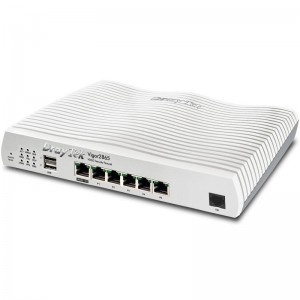 Router Draytek ADSL 2/2+, Switch Gigabit de 4 portas 10/100/1000 Ethernet e porta USB para Impressora (DT-V2765acA)