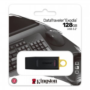 Kingston 128GB USB3.2 Gen1 DataTraveler Exodia (Black + Yellow)  - DTX/128GB